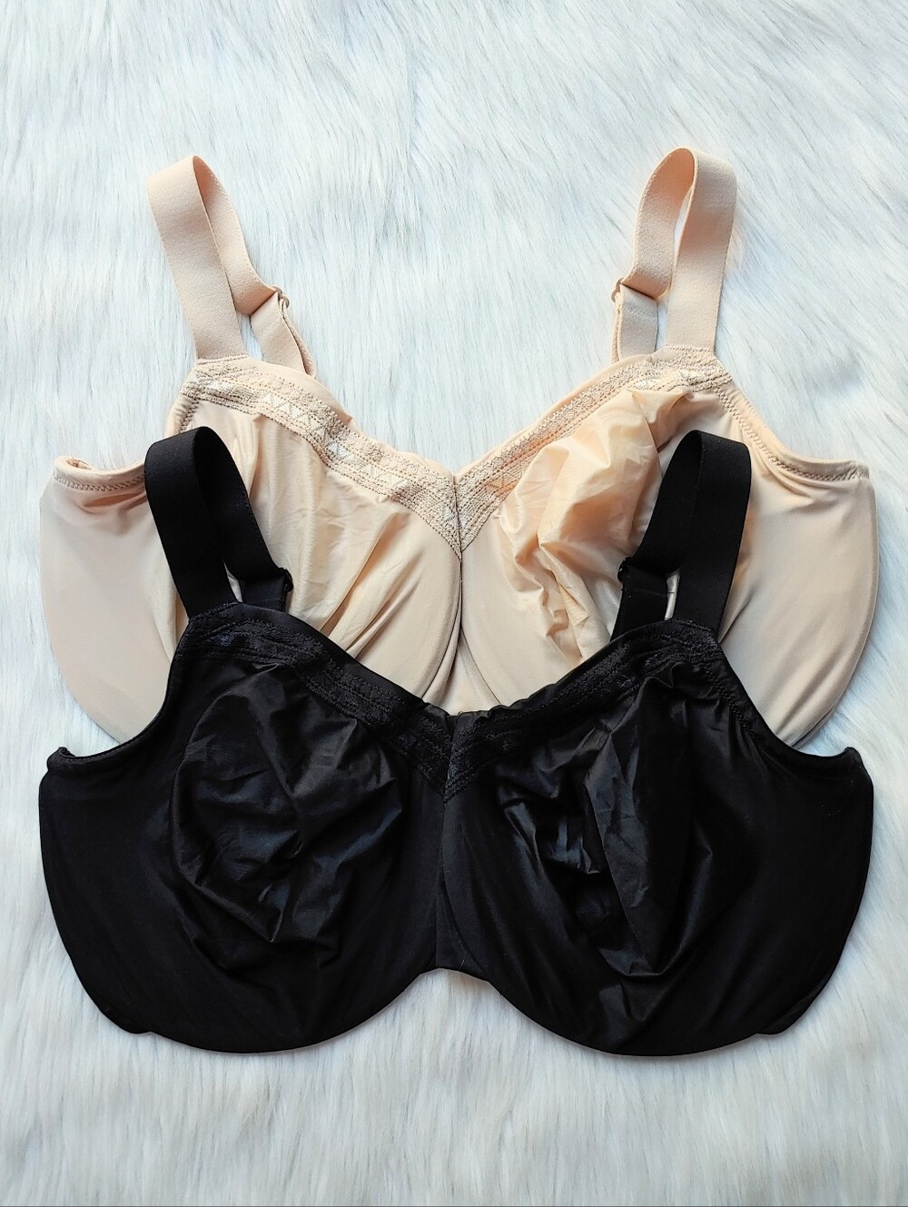 Wacoal Unlined Underwire Bras in Light Beige/ Nude & Black, 38J, #855213